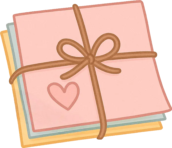 Une pile de post-its avec un ruban